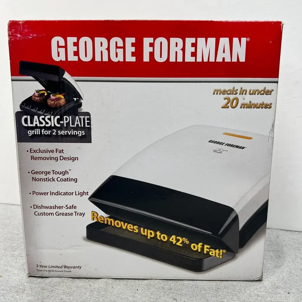 George Foreman Healthy Cooking Champ Grill GR0038W White New